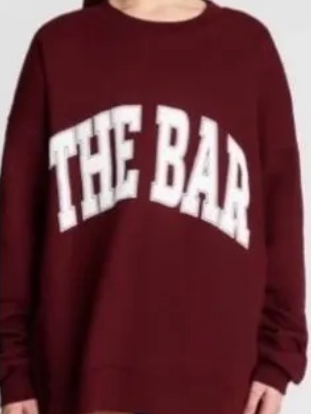 The Bar Burgundy Crewneck Sweater with White Lettering